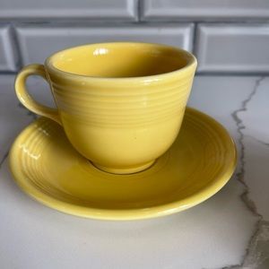 Fiestaware yellow tea cup mug saucer plate set Fiesta
